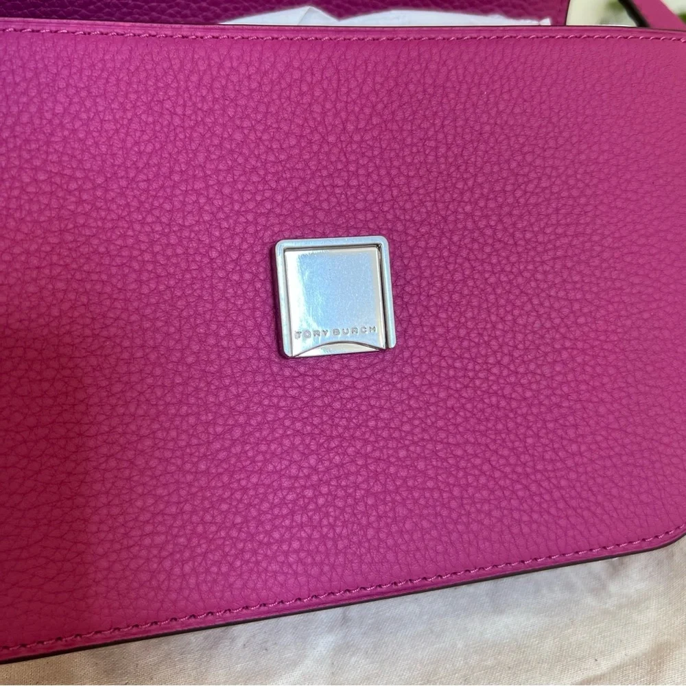 NWT TORY BURCH Small Eleanor Convertible Shoulder Bag In Plumberry Leather Suede - Picture 10 of 14